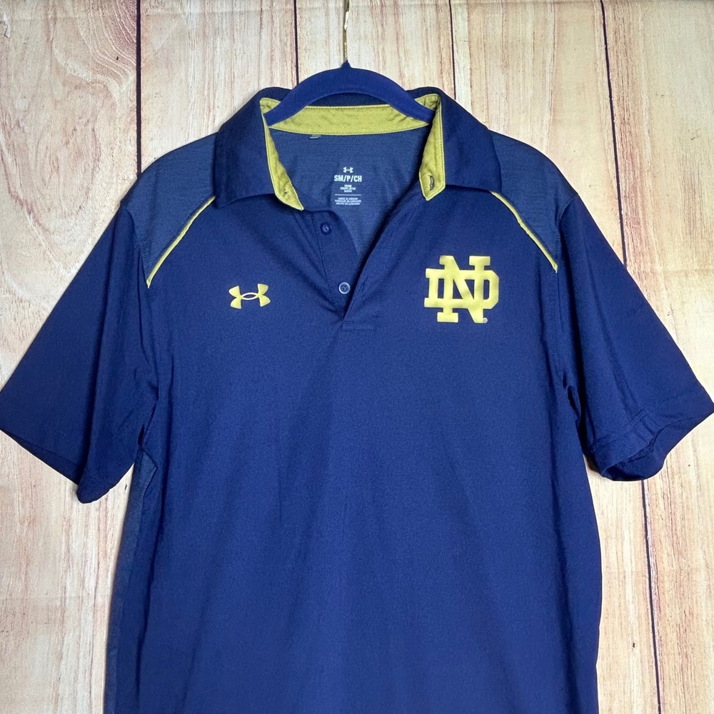 Under Armour Polo Shirt Mens Small Blue Notre Dame Fighting Irish 2023 Gorpcore